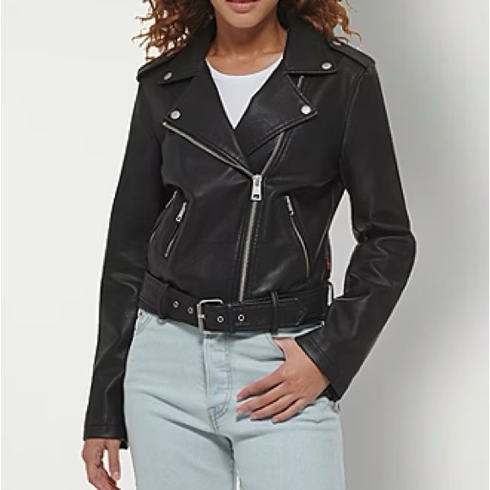 Levi’s Women's Belted Faux Leather Moto Jacket.